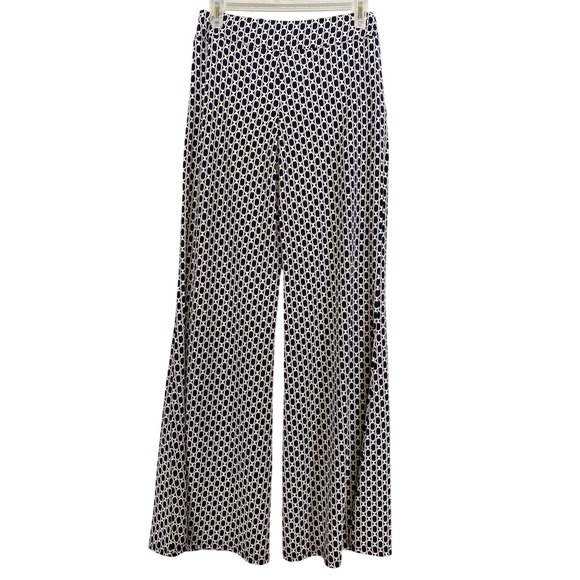Joseph Ribkoff Pants - Joseph Ribkoff Navy Blue White Chain Link Wide Leg Pants Size 4 Made in Canada